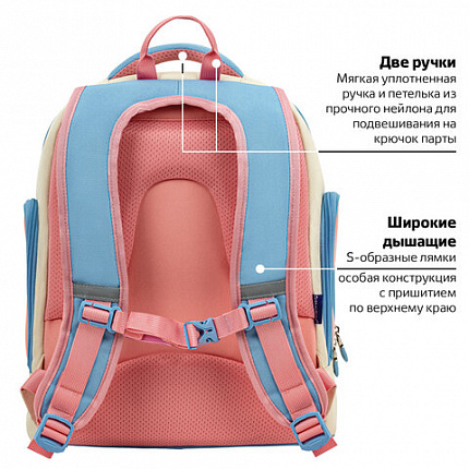 Рюкзак BRAUBERG CLASSIC, легкий каркас, премиум материал, "Tender", бежевый, 37х32х21 см, 272090