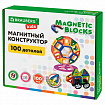 Магнитный конструктор MAGNETIC BLOCKS, 100 деталей, 2 колесные базы, карусель, BRAUBERG KIDS, 665720