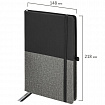 Блокнот А5 (148х218 мм), BRAUBERG "DUO", под кожу с резинкой, 80 л., клетка, черный/серый, 113433