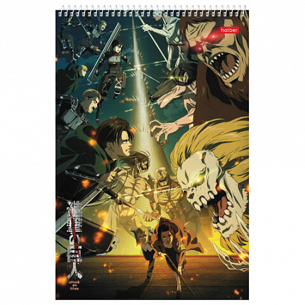 Альбом д/рис. А4 30л., спираль, обложка картон, HATBER, 205х300мм, Атака Титанов (микс), 30А4Всп