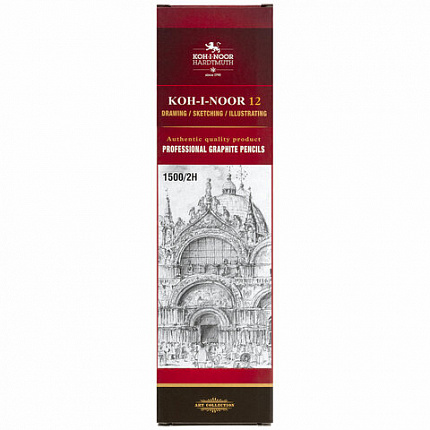 Карандаш чернографитный KOH-I-NOOR 1500, 1 шт., 2H, корпус желтый, заточенный, 150002H01170RU