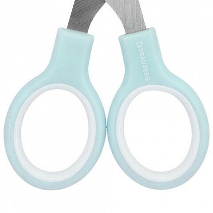 Ножницы BRAUBERG KIDS 130 мм, ручки мятные, закругленные лезвия с линейкой, 274062