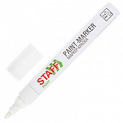 Маркер-краска лаковый (paint marker) 2-4 мм, БЕЛЫЙ, НИТРО-ОСНОВА, STAFF PROFIT, для любых поверхностей, 152577