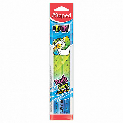Линейка пластик 15 см, гибкая, MAPED (Франция) "Twist'n Flex Patterns", ассорти, 279115