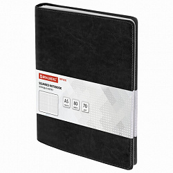 Бизнес-тетрадь на гребне А5 148x218 мм, BRAUBERG "Office PRO", под кожу, клетка, 80 л., чёрная, 111046