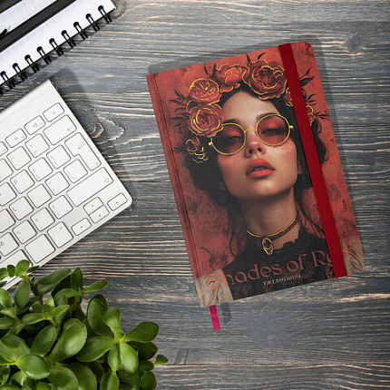 Ежедневник недатированный с резинкой А5 145х203 мм, BRAUBERG, твердый, фольга, 128 л., "Red vibe", 116298