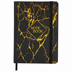 Блокнот с резинкой в клетку 96 л., А5 145х203 мм, твердая обложка с фольгой, BRAUBERG, "Marble", 116328