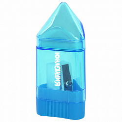 Точилка ЮНЛАНДИЯ "Карандашик" с контейнером и ластиком 2 в 1, НАБОР 4 ШТУКИ, 272508