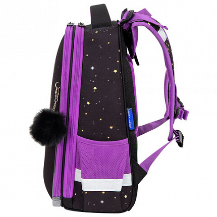 Ранец BRAUBERG ORIGINAL, 2 отделения, с брелком, "Galactic cat", 38х29х16 см, 274403