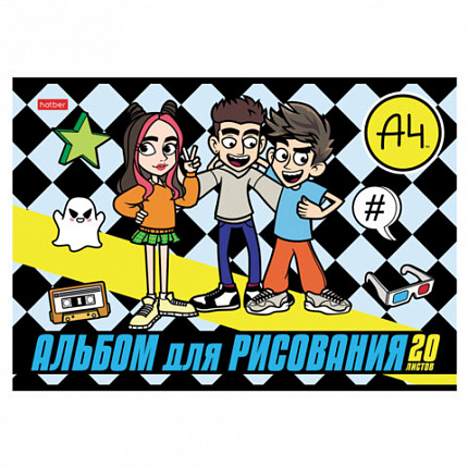 Альбом для рисования А4 20 л., скоба, обложка картон, HATBER, 205х290 мм, "Влад А4", 084854, 20А4В
