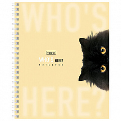 Тетрадь А5 48 л. HATBER гребень, клетка, Soft-touch ламинация, "Кто здесь?" (микс в спайке), 093578, 48Т5лВ1гр