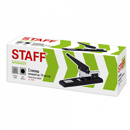 Степлер МОЩНЫЙ №24/6-23/13 металлический STAFF "Manager", до 70 листов, черный, 227663