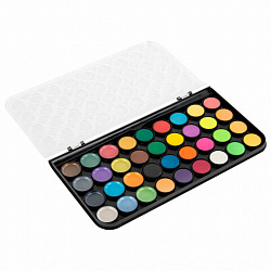 Краски акварельные BRAUBERG "PREMIUM" 36 цветов (12 базовых + 12 неоновых + 12 металлик) пенал, 191807