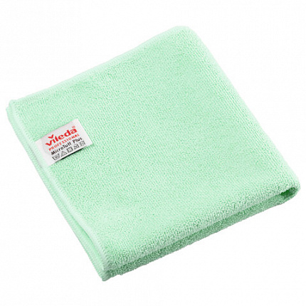 Салфетки VILEDA PROFESSIONAL "МикроТафф Плюс" КОМПЛЕКТ 5 шт., микрофибра, зеленый, 38х38 см, 174203