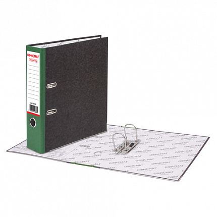 Папка-регистратор ОФИСМАГ, фактура стандарт, с мраморным покрытием, 75 мм, зеленый корешок, 225585