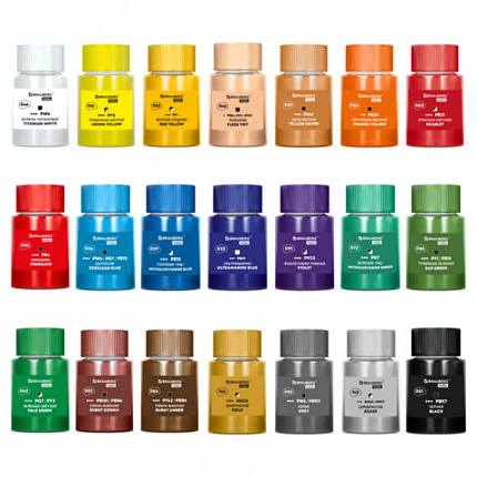 Краски акриловые художественные 24шт 21 цвет в банках по 22мл, BRAUBERG HOBBY, 192412