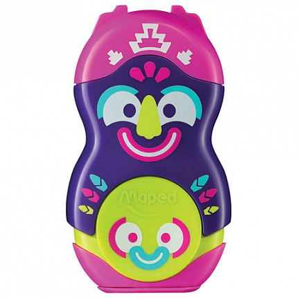 Точилка MAPED "Loopy Fancy", с контейнером и стирательной резинкой, корпус ассорти, 049131