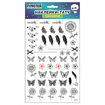 Наклейки-тату переводные "Ассорти", 29х15,5 см, ассорти 12 видов, FUNSTER (ФАНСТЕР), 666106