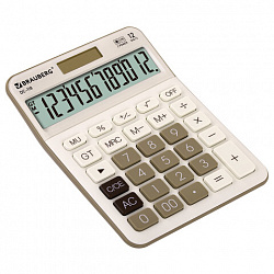 Калькулятор настольный BRAUBERG DC-118-BG (175х126 мм), 12 разрядов, двойное питание, бежевый, 272963