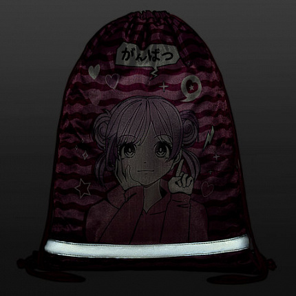 Мешок для обуви BRAUBERG KIDS, светоотражающая полоса, 46х36 см, "Anime style", 272391