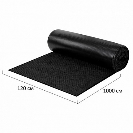 Коврик ДОРОЖКА 1,2х10 м, ЧЕРНЫЙ, влаго-грязезащита, 430 г/м2, ребристая, LAIMA EXPERT, 701045