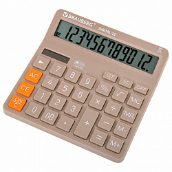 Калькулятор настольный BRAUBERG DIGITAL-12-BG (151х152 мм), 12 разрядов, двойное питание, БЕЖЕВЫЙ, 272970