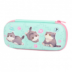 Пенал BRAUBERG, 1 отделение, 1 откидная планка, EVA, 22х10х5 см, "Милые коты", 274604