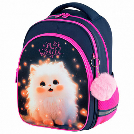 Рюкзак BRAUBERG OPTIMA, 2 отделения, с брелоком, "Tiny beauty", 36х27х18 см, 273155