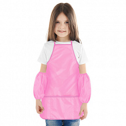 Фартук с нарукавниками для уроков труда ПИФАГОР, 3 кармана, стандартный размер, 44x55 см, розовый, 273757
