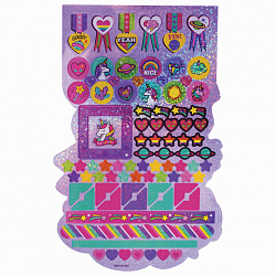 Альбом со сверкающими наклейками "Единороги", 4 листа, более 250 шт., склейка, ЮНЛАНДИЯ, 662698