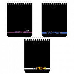 Блокнот МАЛЫЙ ФОРМАТ А6 108х145 мм, 40 л., гребень, картон, клетка, BRAUBERG, "Black & notes", 114389