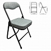 Стул складной для дома и офиса РС04К комфорт, черный каркас, рогожка светло-серая