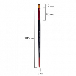 Кисть синтетика, плоская № 8, BRAUBERG PREMIUM, 201017