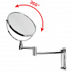 Зеркало настенное BRABIX, диаметр 17 см, двусторонее, с увеличением, нержавеющая сталь, выдвижное (петли), 607419