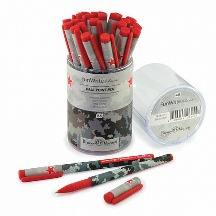 Ручка шариковая BRUNO VISCONTI FunWrite, СИНЯЯ, "Military blue", узел 0,5 мм, линия письма 0,3 мм, 20-0212/17