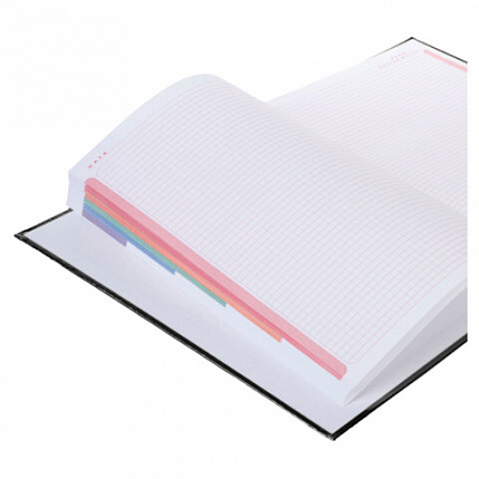 Блокнот БОЛЬШОЙ ФОРМАТ 210х290 мм, А4, 80 л., бумвинил "METALLIC", клетка, блок 5 цв., HATBER, черный, 084774, 80ББ4В1