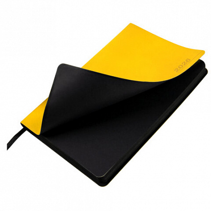 Ежедневник датированный 2026 А5 138x213 мм, BRAUBERG "Metropolis Mix", под кожу, гибкий, желтый, 117441