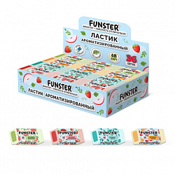 Ластик ароматизированный FUNSTER (ФАНСТЕР) "SWEET", 54х23х10 мм, скошенный, картонный держатель, экологичный ПВХ, ассорти, 272727