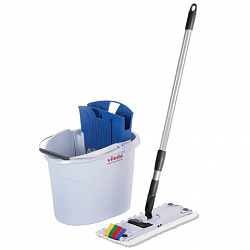 Швабра с отжимом и ведром 10 л, КОМПЛЕКТ с ЧЕРЕНКОМ, салфетки, перчатки, СпидМини VILEDA, 161099