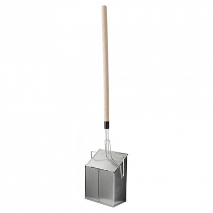 Совок для мусора, 24х29 см, закрывающаяся крышка, деревянная рукоятка 75 см, "ЛОВУШКА", металлический