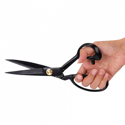 Ножницы портновские 240 мм, КЛАССИЧЕСКИЕ, черные, ручки с силиконовым покрытием, ОСТРОВ СОКРОВИЩ, 665598