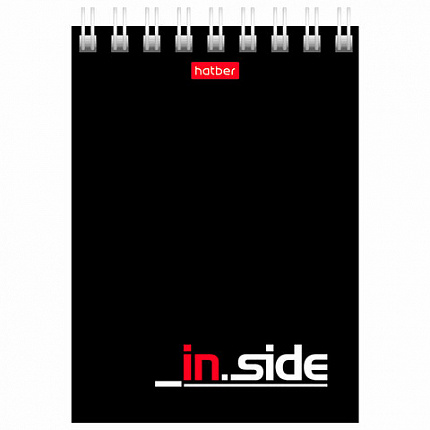 Блокнот МАЛЫЙ ФОРМАТ А7 75х105 мм, 40 л., гребень, картон, клетка, HATBER, "INSIDE Стиль", 004691, 40Б7B1гр_01622