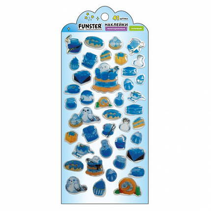 Наклейки гелевые "Аппетитное ассорти", 17,5х9 см, ассорти 6 видов, FUNSTER (ФАНСТЕР), 666083