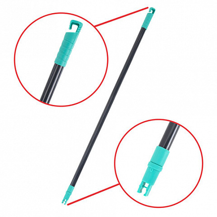 Совок для мусора КОМПЛЕКТ щетка + 2 рукоятки 80 см и 83 см с резьбой, пластиковые, "ЛЕНИВКА", бирюзово-серый, LAIMA, 700055