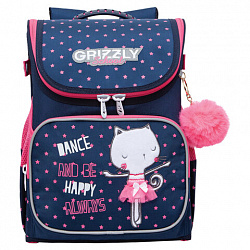 Ранец GRIZZLY эргономичная спинка, с брелоком, для девочек, "HAPPY ALWAYS", 35х26х16 см, RAl-294-1/1