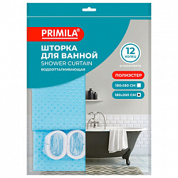 Шторка для ванной ПОЛИЭСТЕР, 180х200 см, кольца в комплекте, ГОЛУБОЙ БРИЛЛИАНТ, PRIMILA (ПРИМИЛА), 700096