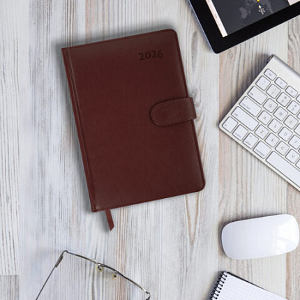 Ежедневник датированный 2026 А5 148х218 мм, GALANT "Ritter", под кожу, коричневый, 117490