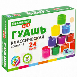 Гуашь BRAUBERG KIDS "NEW", 24 цвета по 10 мл, 192370