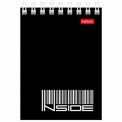 Блокнот МАЛЫЙ ФОРМАТ А7 75х105 мм, 40 л., гребень, картон, клетка, HATBER, "INSIDE Стиль", 004691, 40Б7B1гр_01622