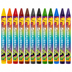 Восковые мелки BRAUBERG "МОНСТРИКИ", 12 цветов, 273238